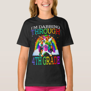 Ik dabbing door 4e klas eenhoorn t-shirt