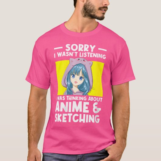 Ik dacht aan anime-schetsen t-shirt (Voorkant)
