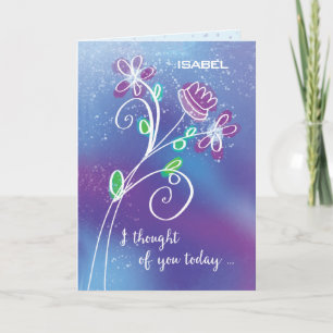 Ik dacht vandaag aan paars bloemen kaart