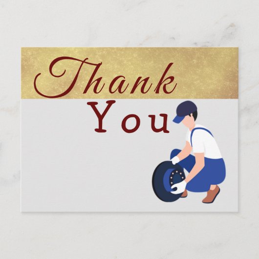 Ik dank u voor een mechanica briefkaart (Voorkant)