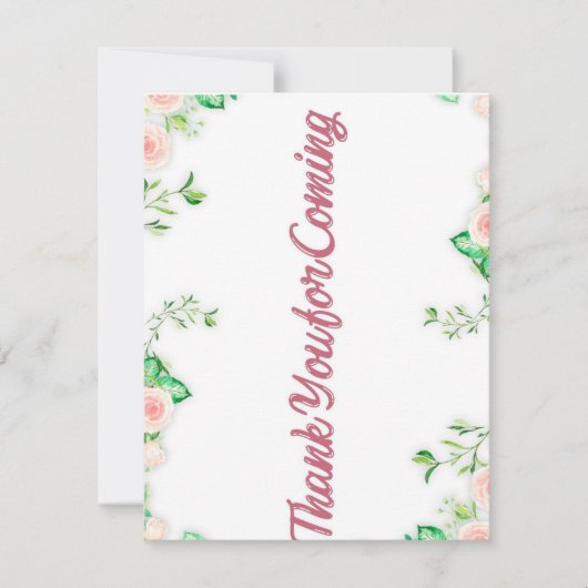 ik dank u voor uw komst na het feest . bedankkaart (Voorkant)