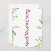 ik dank u voor uw komst na het feest . bedankkaart (Voorkant / Achterkant)