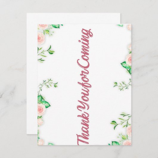 ik dank u voor uw komst na het feest . bedankkaart (Voorkant / Achterkant)