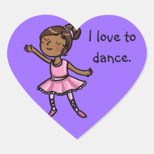 Ik dans graag cartoon balletdanser hart sticker