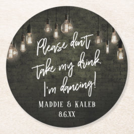 Ik dans industriële stenen met Edison Lights Ronde Kartonnen Onderzetter