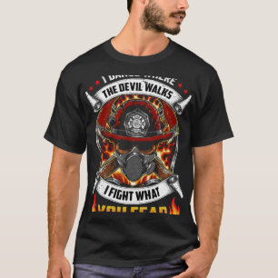 Ik dans waar de duivel patriottisch brandweerman l t-shirt