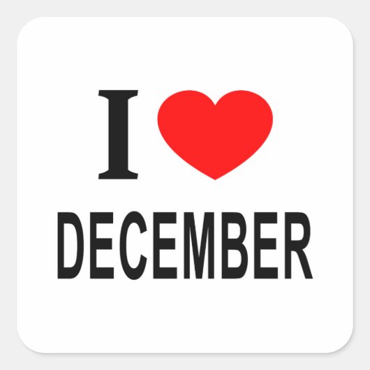 IK ❤️ DECEMBER VAN DECEMBER I HEART DECEMBER VIERKANTE STICKER (Voorkant)