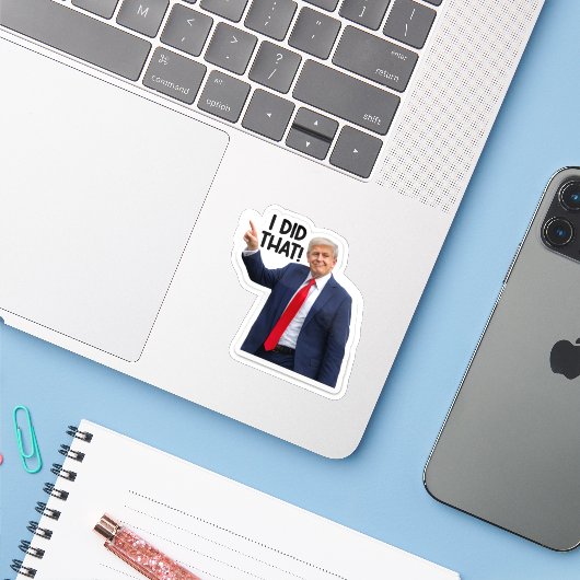 Ik deed dat, Grappige Trump Sarcasme Sticker (Laptop met iPhone)