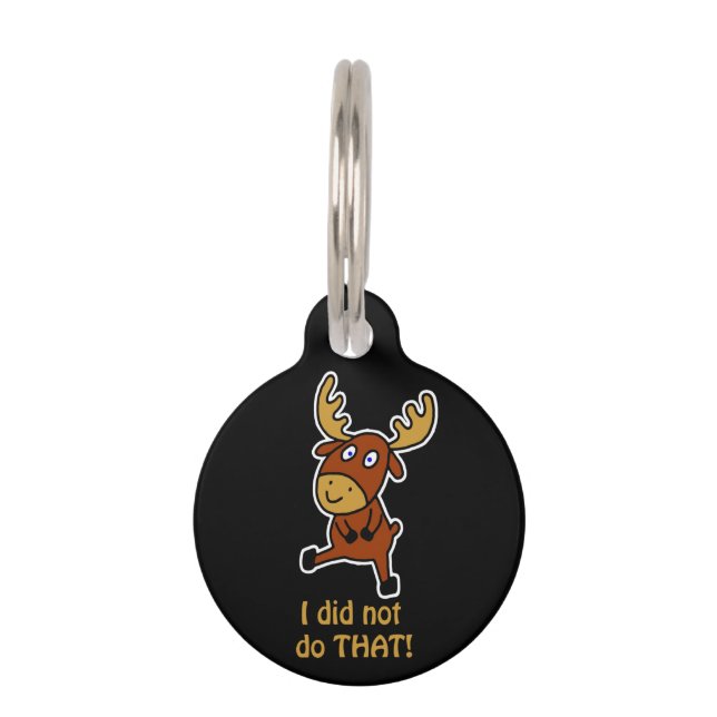 Ik deed dat niet! Grappige eland voor honden Huisdierpenning (Voorkant)