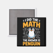 Ik deed de wiskunde het antwoord is pinguïn grappi magneet (Voorkant / Achterkant)