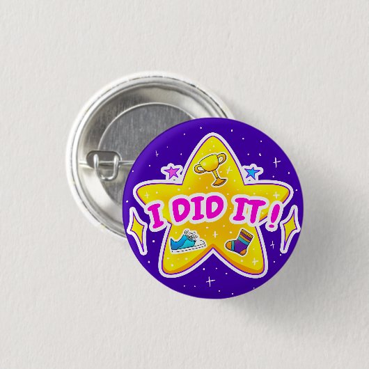 Ik deed het Blauwe 1/4-inch Button (Voorkant /achterkant)