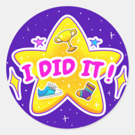 Ik deed het Blauwe Klassieke Sticker