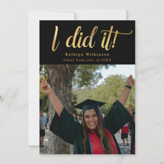 Ik deed het Gold Bold Script-klasse van 2023 Afstu Aankondiging (Voorkant)