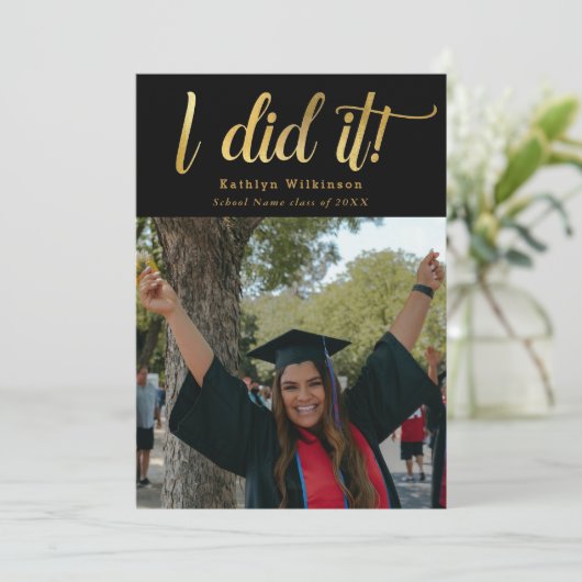 Ik deed het Gold Bold Script-klasse van 2023 Afstu Aankondiging (Staand voorkant)