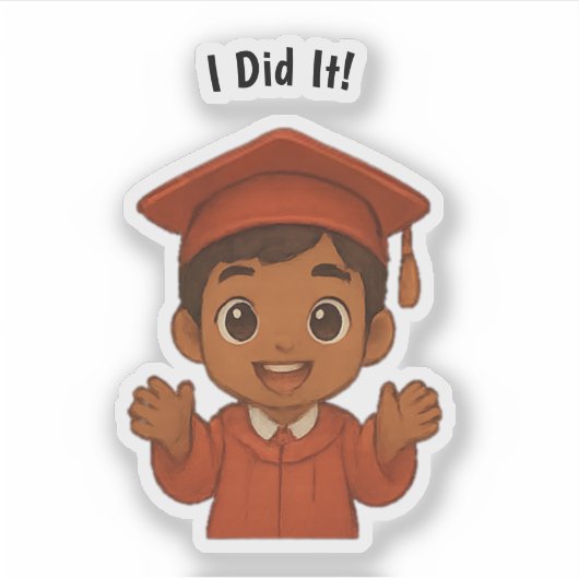 Ik deed het opgewonden Afstudeerder Sticker (Voorkant)