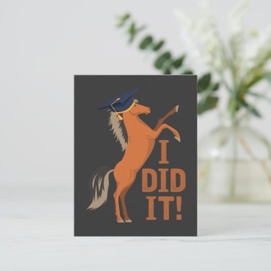 Ik deed het paard met de zwaardkap Afstuderen Briefkaart (Staand voorkant)