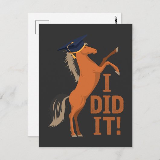 Ik deed het paard met de zwaardkap Afstuderen Briefkaart (Voorkant / Achterkant)