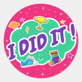 Ik deed het roze Classic Round Sticker