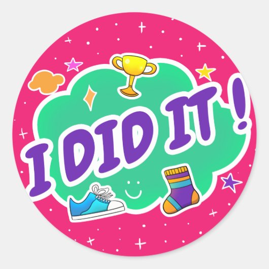 Ik deed het roze Classic Round Sticker (Voorkant)