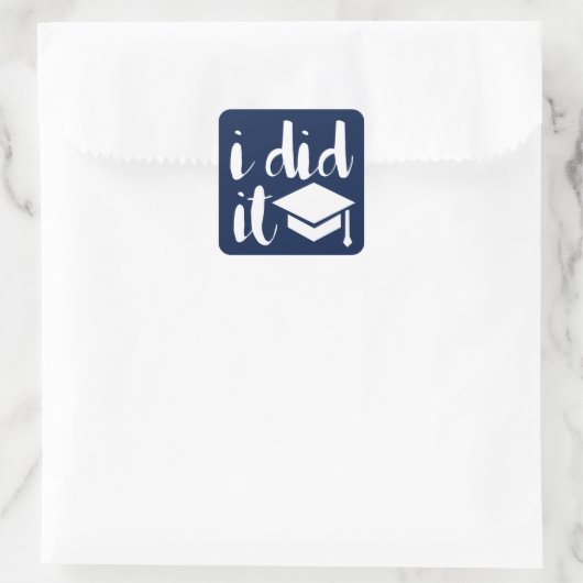 ik deed het vierkante sticker (Tas)