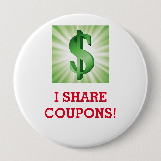 IK DEEL COUPONS! -knop Ronde Button 4,0 Cm (Voorkant)