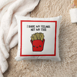 Ik deel gevoelens niet eten grappige kawaii frietj kussen