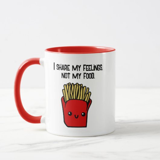 Ik deel gevoelens niet eten grappige kawaii frietj mok (Links)