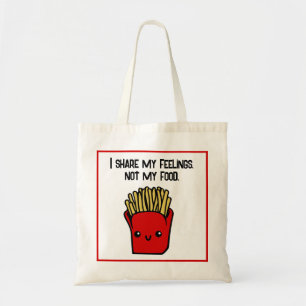 Ik deel gevoelens niet eten grappige kawaii frietj tote bag