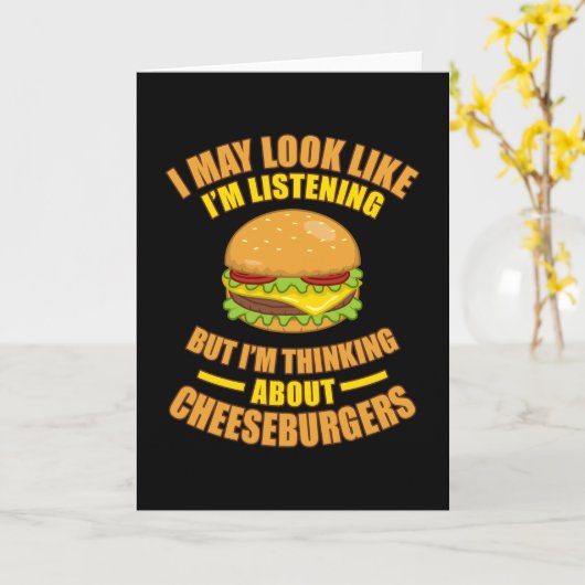 Ik denk aan Cheeseburgers Hamburger Voedsel Kaart (Gele Bloem)