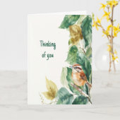 Ik denk aan je als ik vogels zie of hoor kaart (Gele Bloem)