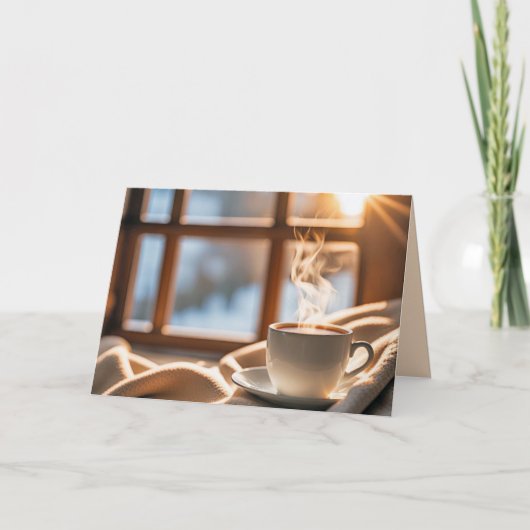 Ik denk aan je koffie bij het raam kaart (Voorkant)