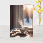 Ik denk aan je koffie bij het raam kaart (Gele Bloem)