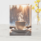 Ik denk aan je koffie bij het raam kaart (Gele Bloem)