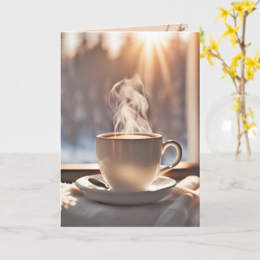 Ik denk aan je koffie bij het raam kaart (Gele Bloem)