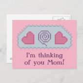 Ik denk aan je mama. Hearts Spiral Briefkaart (Voorkant / Achterkant)