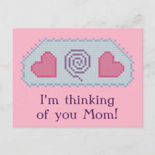 Ik denk aan je mama. Hearts Spiral Briefkaart (Voorkant)