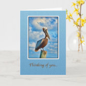 Ik denk aan jou, Brown Pelican Kaart (Gele Bloem)