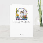 Ik denk aan jou | Kat in venster met bloemen Kaart (Achterkant)