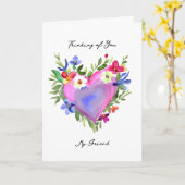 Ik denk aan jou, mijn vriend |  bloemen kaart (Gele Bloem)