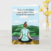 Ik denk aan jou, Miss You, Stress Relief Yoga Kaart (Gele Bloem)