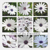 Ik denk aan jullie elke Daisy Pun bloemencollage Vierkante Sticker (Voorkant)