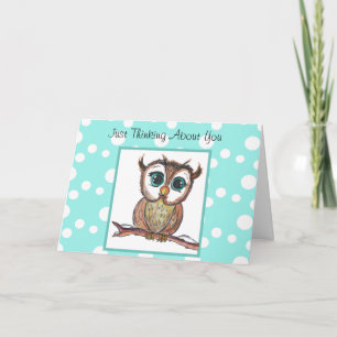 Ik denk alleen maar aan jou, Waterverf Owl Miss U Kaart
