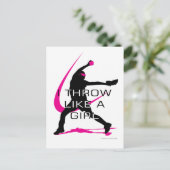 Ik denk als een Girl Pink Softball Briefkaart (Staand voorkant)