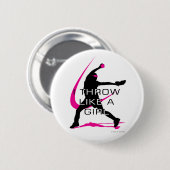 Ik denk als een Girl Pink Softball Ronde Button 5,7 Cm (Voorkant /achterkant)