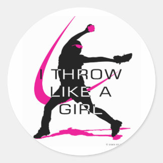 Ik denk als een Girl Pink Softball Ronde Sticker