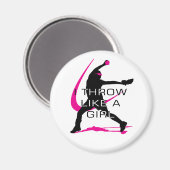 Ik denk als een meisje roze softbal magneet (Voorkant / Achterkant)