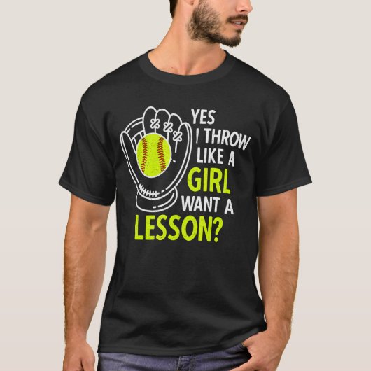 Ik denk als een meisjesdropige softbal handschoent t-shirt (Voorkant)