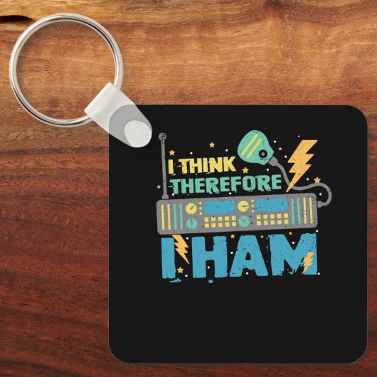 Ik denk daarom dat ik de radio-radiozender Ham Sleutelhanger (Voorkant)