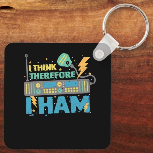 Ik denk daarom dat ik de radio-radiozender Ham Sleutelhanger (Achterkant)