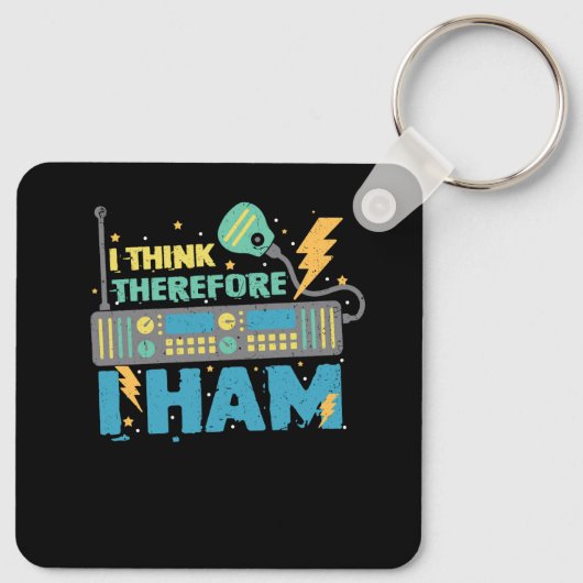 Ik denk daarom dat ik de radio-radiozender Ham Sleutelhanger (Achterkant)